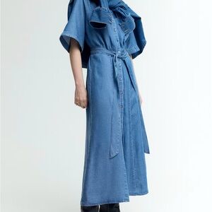 H&M Tie-Belt Blue Denim Midi Dress. XS. NWT. Sold out